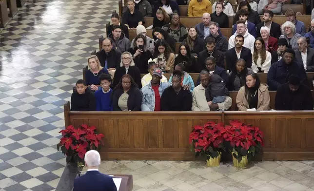 President Joe Biden speaks during in an interfaith prayer service for the victims of the deadly New Years truck attack, at St. Louis Cathedral in New Orleans, Monday, Jan. 6, 2025. (AP Photo/Stephanie Scarbrough)