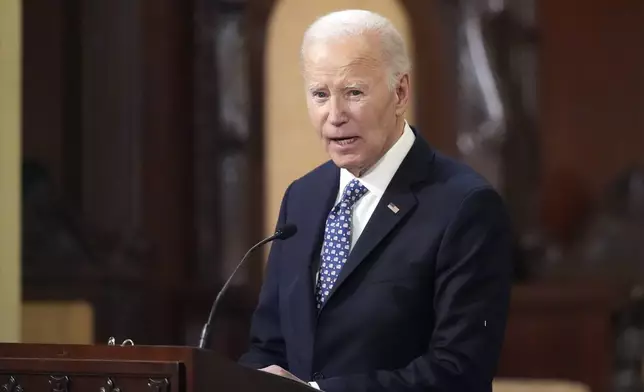 President Joe Biden speaks during an interfaith prayer service for the victims of the deadly New Years truck attack, at St. Louis Cathedral in New Orleans, Monday, Jan. 6, 2025. (AP Photo/Gerald Herbert)