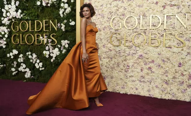 Zendaya arrives at the 82nd Golden Globes on Sunday, Jan. 5, 2025, at the Beverly Hilton in Beverly Hills, Calif. (Photo by Jordan Strauss/Invision/AP)