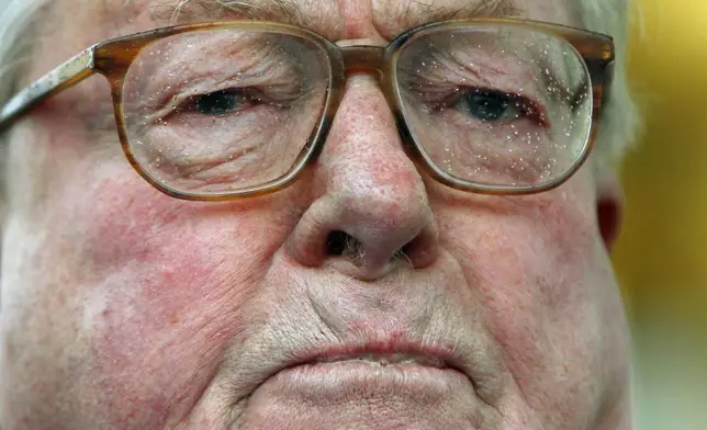 FILE - Jean Marie Le Pen delivers a speech in Paris, Jan. 7, 2012. (AP Photo/Francois Mori, File)