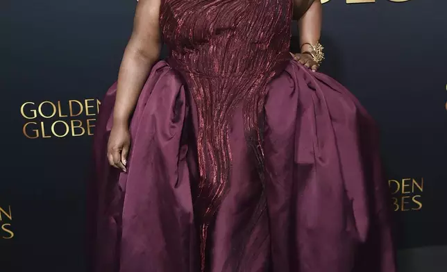 Danielle Pinnock arrives at Golden Gala: An Evening of Excellence on Friday, Jan. 3, 2025, at the Beverly Hilton in Beverly Hills, Calif. (Photo by Richard Shotwell/Invision/AP)