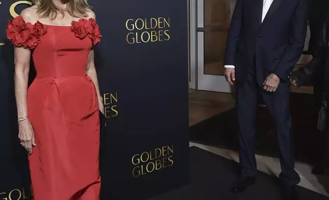 Mary Steenburgen, left, and Ted Danson arrive at Golden Gala: An Evening of Excellence on Friday, Jan. 3, 2025, at the Beverly Hilton in Beverly Hills, Calif. (Photo by Richard Shotwell/Invision/AP)