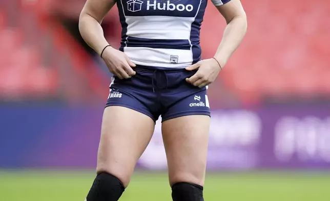 Bristol Bears' Ilona Maher during the Premiership Women's Rugby match between Bristol Bears and Gloucester Hartpury at Ashton Gate, Bristol, England, Sunday Jan. 5, 2025. (Adam Davy/PA via AP)