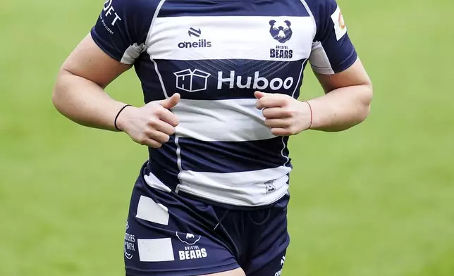 Bristol Bears' Ilona Maher during the Premiership Women's Rugby match between Bristol Bears and Gloucester Hartpury at Ashton Gate, Bristol, England, Sunday Jan. 5, 2025. (Adam Davy/PA via AP)