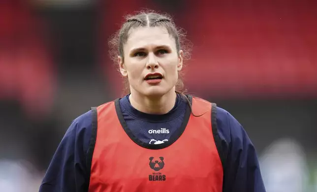 Bristol Bears' Ilona Maher ahead of the Allianz Premiership Women's Rugby match between Bristol Bears and Gloucester-Hartpury in Bristol, England, Sunday, Jan. 5, 2024. (Adam Davy/PA via AP)