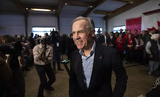 Mark Carneytalks to his supporters during his Liberal leadership campaign launch in Edmonton, on Thursday Jan. 16, 2025. (Jason Franson/The Canadian Press via AP)