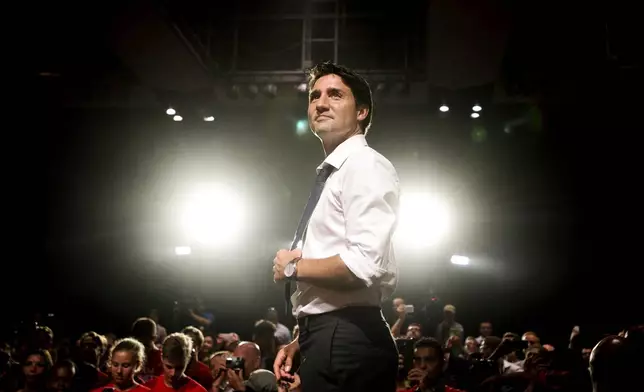 FILE - Federal Liberal Leader Justin Trudeau speaks to supporters during a campaign stop in Toronto on Aug. 17, 2015. (Darren Calabrese/The Canadian Press via AP, File)