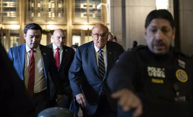 Rudy Giuliani leaves Manhattan federal court in New York, on Friday, Jan. 3, 2025. (AP Photo/Adam Gray)