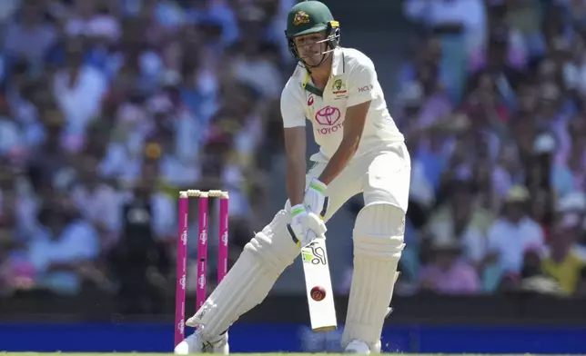 Australia's Sam Konstas bats during play on the second day of the fifth cricket test between India and Australia at the Sydney Cricket Ground, in Sydney, Australia, Saturday, Jan. 4, 2025. (AP Photo/Mark Baker)