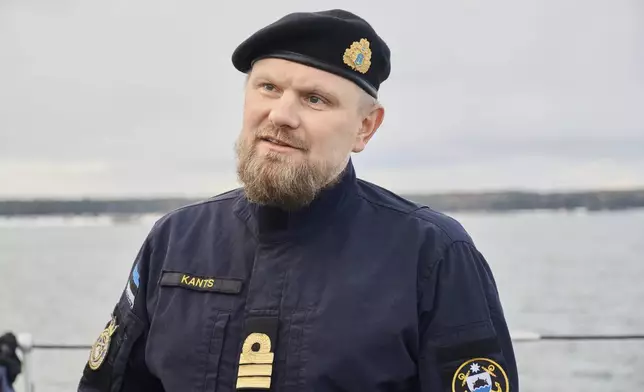 Lt. Cmdr. Meelis Kants of the Estonian navy patrols the Baltic Sea on Thursday, Jan. 9, 2025. (AP Photo/Hendrik Osula)