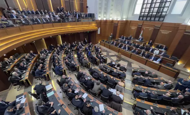 Lebanese lawmakers gather to elect a new president at the parliament building in downtown Beirut, Lebanon, Thursday, Jan. 9, 2025. (AP Photo/Hussein Malla)