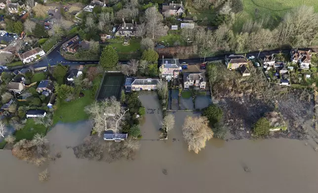 A view of flooding around Pulborough in West Sussex, England, Tuesday, Jan. 7, 2025. (Andrew Matthews/PA via AP)