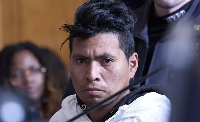 Sebastian Zapeta, accused of setting a woman on fire inside a New York City subway train, appears in court, Tuesday, Dec. 24, 2024, in New York. (AP Photo/Curtis Means via Pool)