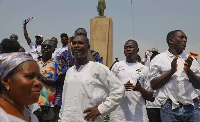 Supporters of President John Dramani Mahama, attend his inauguration ceremony, at the Independence Square in Accra, Ghana, Tuesday, Jan. 7, 2025. (AP Photo/Misper Apawu)