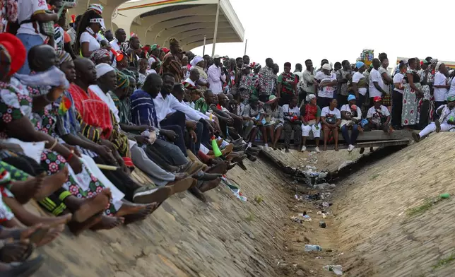 Supporters of Ghana's President John Dramani Mahama, attend his inauguration ceremony, at the Independence Square in Accra, Ghana, Tuesday, Jan. 7, 2025. (AP Photo/Misper Apawu)