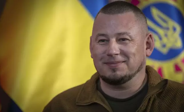 Deputy Head of the Ukrainian President's Office, Col. Pavlo Palisa, speaks during an interview with The Associated Press in Kyiv, Ukraine, Wednesday, Jan. 22, 2025. (AP Photo/Efrem Lukatsky)