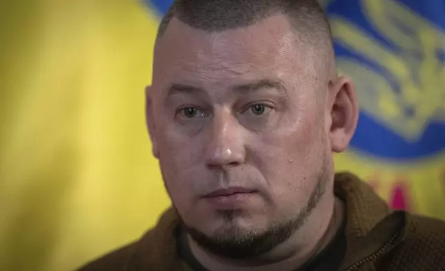 Deputy Head of the Ukrainian President's Office, Col. Pavlo Palisa, speaks during an interview with The Associated Press in Kyiv, Ukraine, Wednesday, Jan. 22, 2025. (AP Photo/Efrem Lukatsky)