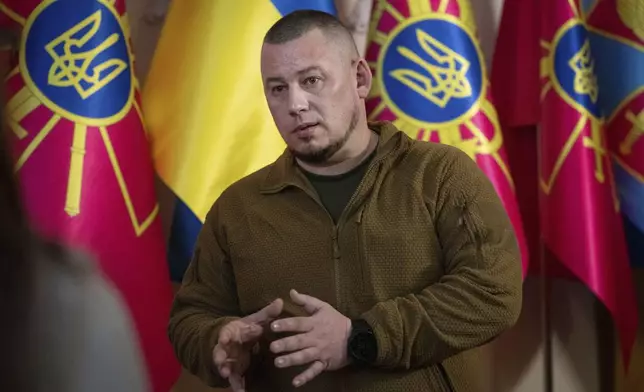 Deputy Head of the Ukrainian President's Office, Col. Pavlo Palisa, speaks during an interview with The Associated Press in Kyiv, Ukraine, Wednesday, Jan. 22, 2025. (AP Photo/Efrem Lukatsky)