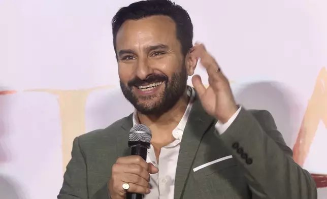 FILE - Bollywood actor Saif Ali Khan attends the trailer launch of his film Tanhaji in Mumbai, India, Nov. 19, 2019. (AP Photo/Rafiq Maqbool, File)