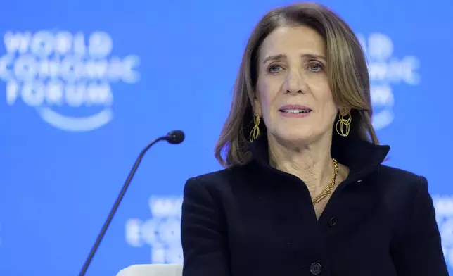 Ruth Porat, Google President and Chief Investment Officer, attends the Annual Meeting of World Economic Forum in Davos, Switzerland, Thursday, Jan. 23, 2025. (AP Photo/Markus Schreiber)