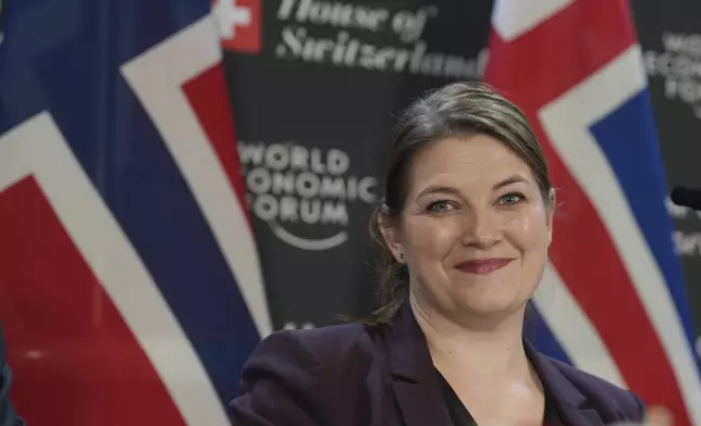 Trade and Industry Minister of Norway Cecilie Terese Myrseth looks on prior to the signing of an EFTA Free Trade Agreement at the Annual Meeting of World Economic Forum in Davos, Switzerland, Wednesday, Jan. 22, 2025. (AP Photo/Markus Schreiber)