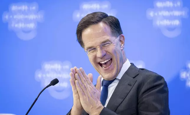 NATO Secretary General Mark Rutte attends the Annual Meeting of World Economic Forum in Davos, Switzerland, Thursday, Jan. 23, 2025. (Michael Buholzer/Keystone via AP)