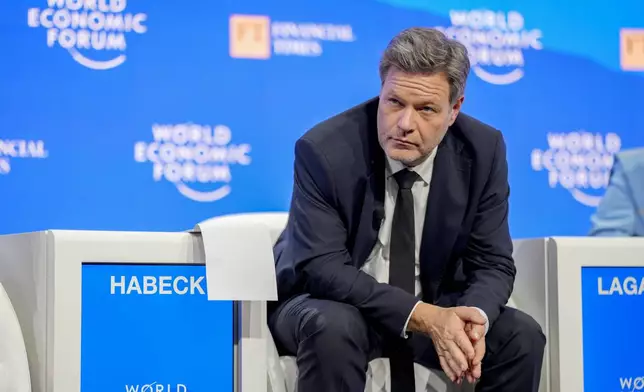 Economy and Climate Minister Robert Habeck attends the Annual Meeting of World Economic Forum in Davos, Switzerland, Wednesday, Jan. 22, 2025. (AP Photo/Markus Schreiber)