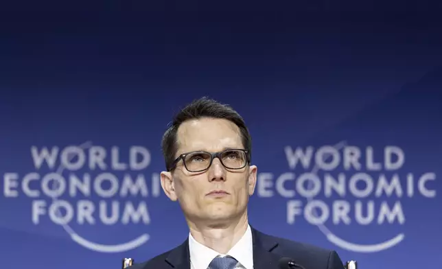 Chairman of the Governing Board of Swiss National Bank (SNB) Martin Schlegel looks on during the 55th annual meeting of the World Economic Forum (WEF), in Davos, Switzerland, Thursday, Jan. 23, 2025. (Michael Buholzer/Keystone via AP)