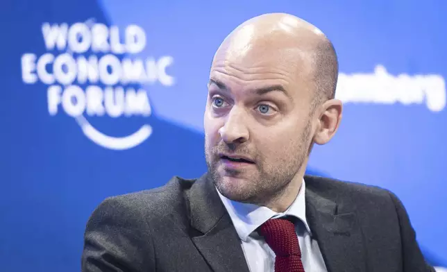 Minister for Europe and Foreign Affairs, Ministry of Foreign Affairs and International Development of France Jean-Noel Barrot speaks during a panel session in the 55th annual meeting of the World Economic Forum (WEF), in Davos, Switzerland, Thursday, Jan. 23, 2025. (Michael Buholzer/Keystone via AP)