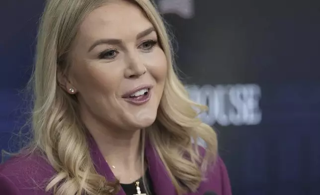 White House press secretary Karoline Leavitt speaks at the daily briefing at the White House in Washington Tuesday, Jan. 28, 2025. (AP Photo/Ben Curtis)