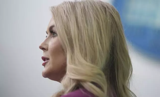 White House press secretary Karoline Leavitt speaks during a briefing at the White House, Tuesday, Jan. 28, 2025, in Washington. (AP Photo/Evan Vucci)