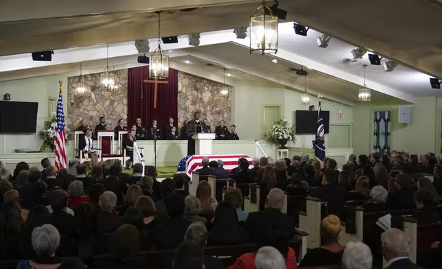 Pastor Tony Lowden speaks during the funeral service for former President Jimmy Carter at Maranatha Baptist Church in Plains, Ga., Thursday, Jan. 9, 2025. Carter died Dec. 29 at the age of 100. (AP Photo/Alex Brandon, Pool)