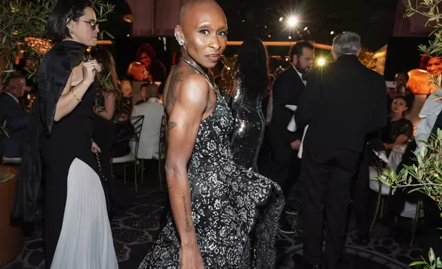 Cynthia Erivo arrives at the 82nd Golden Globes on Sunday, Jan. 5, 2025, at the Beverly Hilton in Beverly Hills, Calif. (AP Photo/Chris Pizzello)