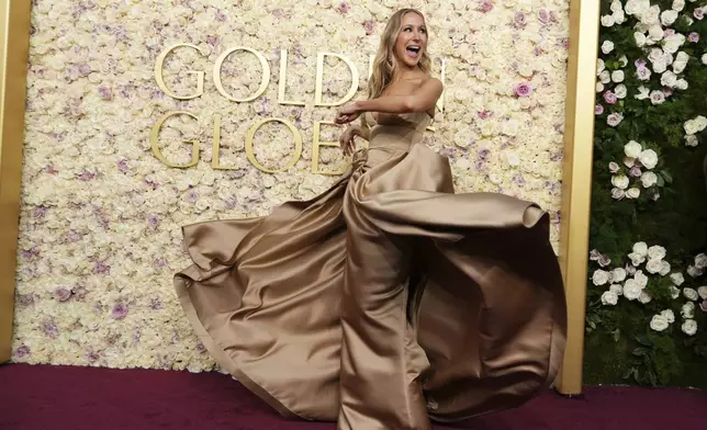 Nikki Glaser arrives at the 82nd Golden Globes on Sunday, Jan. 5, 2025, at the Beverly Hilton in Beverly Hills, Calif. (Photo by Jordan Strauss/Invision/AP)