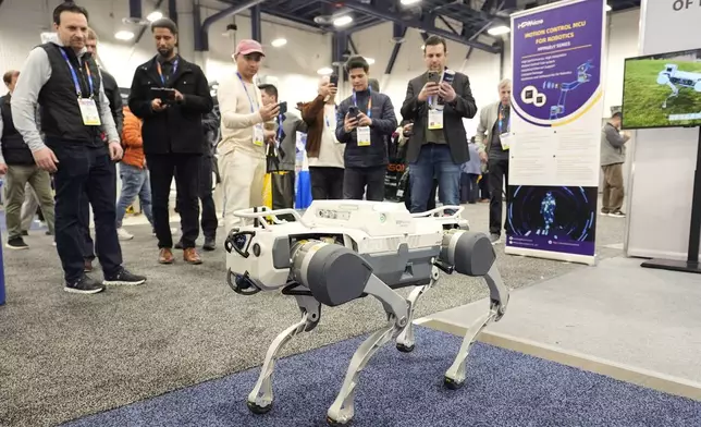 A DEEP Robotics X30 is displayed at a DEEP Robotics booth during the CES tech show Wednesday, Jan. 8, 2025, in Las Vegas. (AP Photo/Abbie Parr)