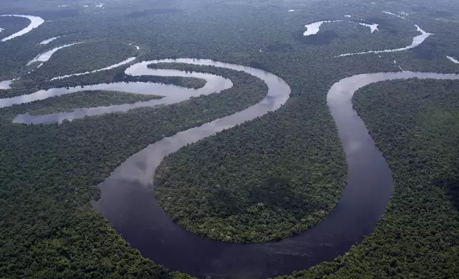 FILE - The Nanay River winding through Peru's Amazon jungle near Iquitos is seen on April 18, 2015. (AP Photo/Rodrigo Abd, File)