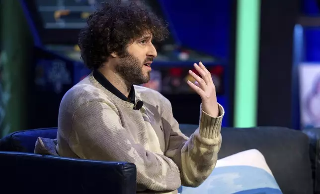 American Rapper and Comedian Lil Dicky appears as a guast at the taping of "They Call It Late Night with Jason Kelce", Friday, Jan. 3, 2025, in Philadelphia. (AP Photo/Chris Szagola)