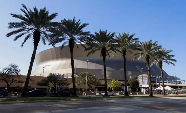 Street view of Superdome ahead of the Sugar Bowl NCAA College Football Playoff game, Thursday, Jan. 2, 2025, in New Orleans. (AP Photo/Butch Dill)