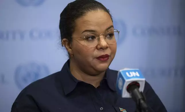 Democratic Republic of the Congo's State Minister, Minister of Foreign Affairs, International Cooperation and Francophonie Thérèse Kayikwamba Wagner speaks during a press conference at the United Nations headquarters, Sunday, Jan. 26, 2025. (AP Photo/Yuki Iwamura)