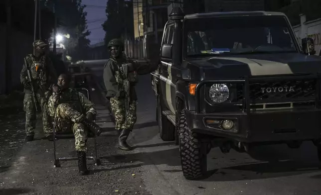 M23 rebels patrol in Goma, Democratic Republic of the Congo, Wednesday, Jan. 29, 2025. (AP Photo/Moses Sawasawa)