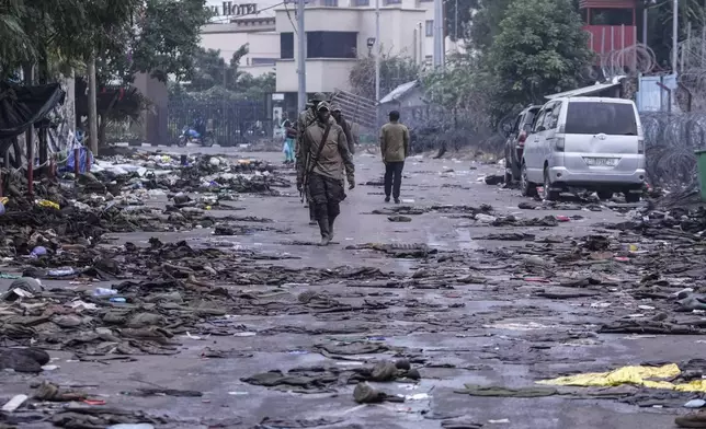 M23 rebels patrol the streets of Goma, Democratic Republic of the Congo, Wednesday, Jan. 29, 2025. (AP Photo/Brian Inganga)
