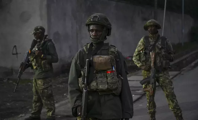 M23 rebels patrol in Goma, Democratic Republic of the Congo, Wednesday, Jan. 29, 2025. (AP Photo/Moses Sawasawa)