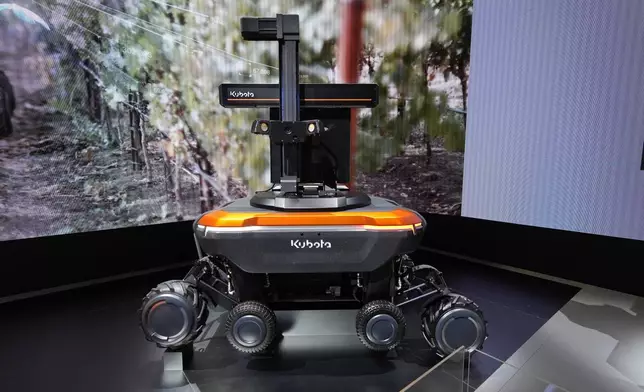 The KATR robot with Smart Plant Imager designed to work in agriculture and construction is on display at the Kubota booth during the CES tech show Tuesday, Jan. 7, 2025, in Las Vegas. (AP Photo/John Locher)