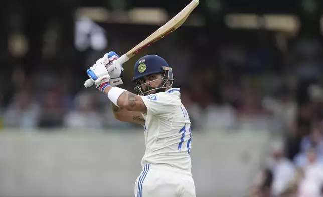 India's Virat Kohli bats during play on the first day of the fifth cricket test between India and Australia at the Sydney Cricket Ground, in Sydney, Australia, Friday, Jan. 3, 2025. (AP Photo/Mark Baker)