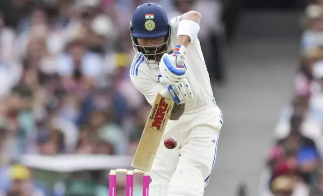 India's Virat Kohli bats during play on the first day of the fifth cricket test between India and Australia at the Sydney Cricket Ground, in Sydney, Australia, Friday, Jan. 3, 2025. (AP Photo/Mark Baker)