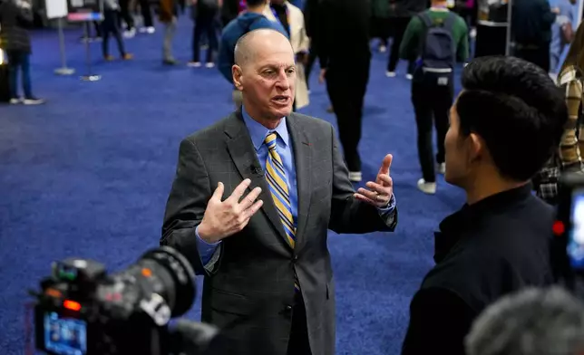 Gary Shapiro, CEO of the Consumer Technology Association, talks during an interview at 2025 CES Unveiled, Sunday, Jan. 5, 2025, in Las Vegas. (AP Photo/Jack Dempsey)