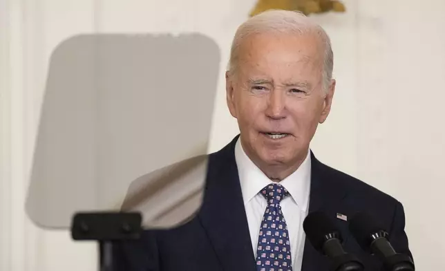 President Joe Biden speaks before presenting the Medal of Honor, the nation's highest military decoration, to several recipients during a ceremony in the East Room of the White House in Washington, Friday, Jan. 3, 2025. (AP Photo/Susan Walsh)