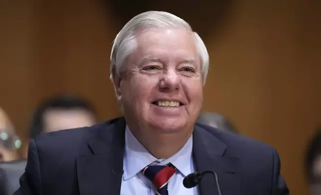 Sen. Lindsey Graham, R-S.C., introduces Scott Bessent, President-elect Donald Trump's choice to be Secretary of the Treasury, appears before the Senate Finance Committee for his confirmation hearing, at the Capitol in Washington, Thursday, Jan. 16, 2025. (AP Photo/Ben Curtis)