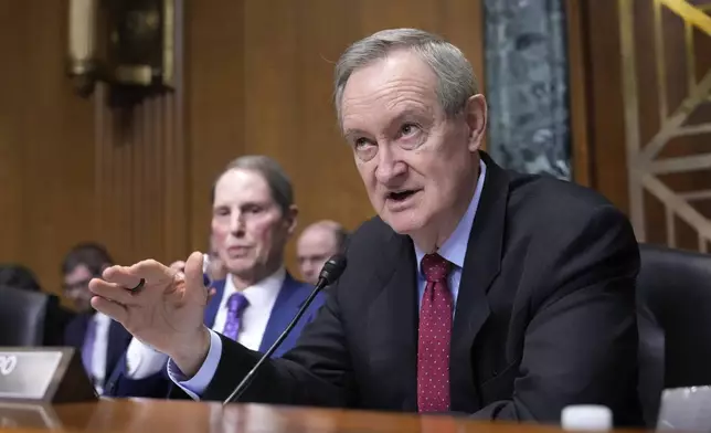 Chairman Mike Crapo, R-Idaho, speaks at the Senate Finance Committee confirmation hearing for Scott Bessent, President-elect Donald Trump's choice to be Secretary of the Treasury, at the Capitol in Washington, Thursday, Jan. 16, 2025. (AP Photo/Ben Curtis)