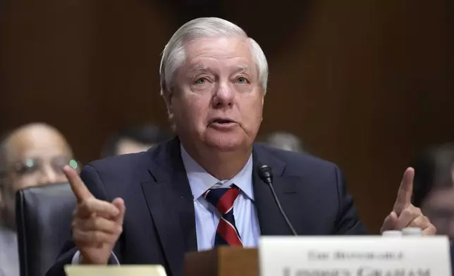 Sen. Lindsey Graham, R-S.C., introduces Scott Bessent, President-elect Donald Trump's choice to be Secretary of the Treasury, appears before the Senate Finance Committee for his confirmation hearing, at the Capitol in Washington, Thursday, Jan. 16, 2025. (AP Photo/Ben Curtis)